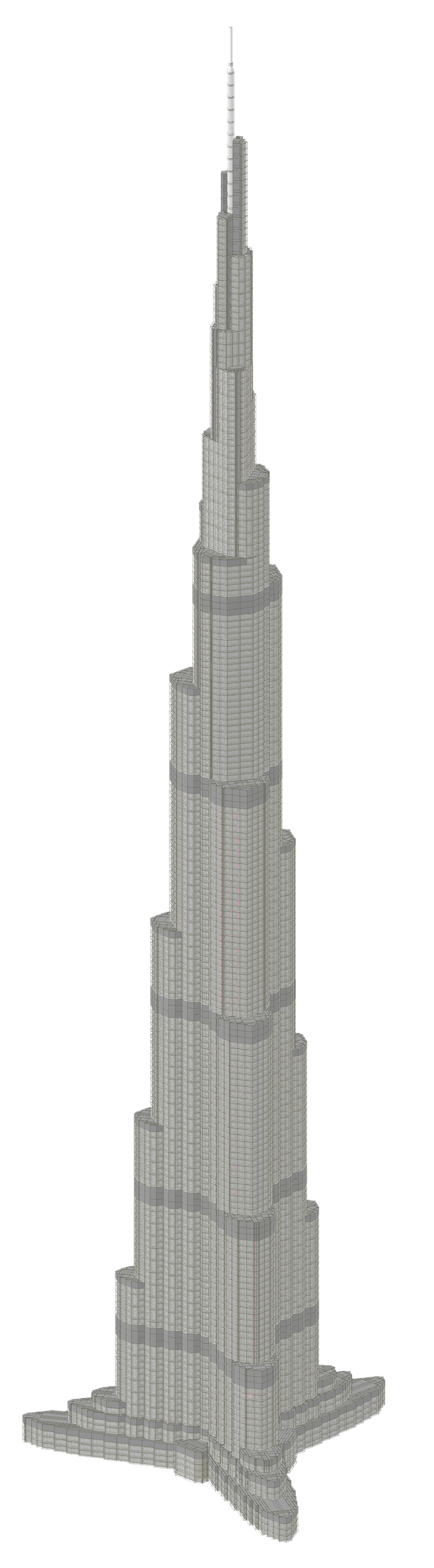 Burj Khalifa Transparent Background (black, gray, silver)