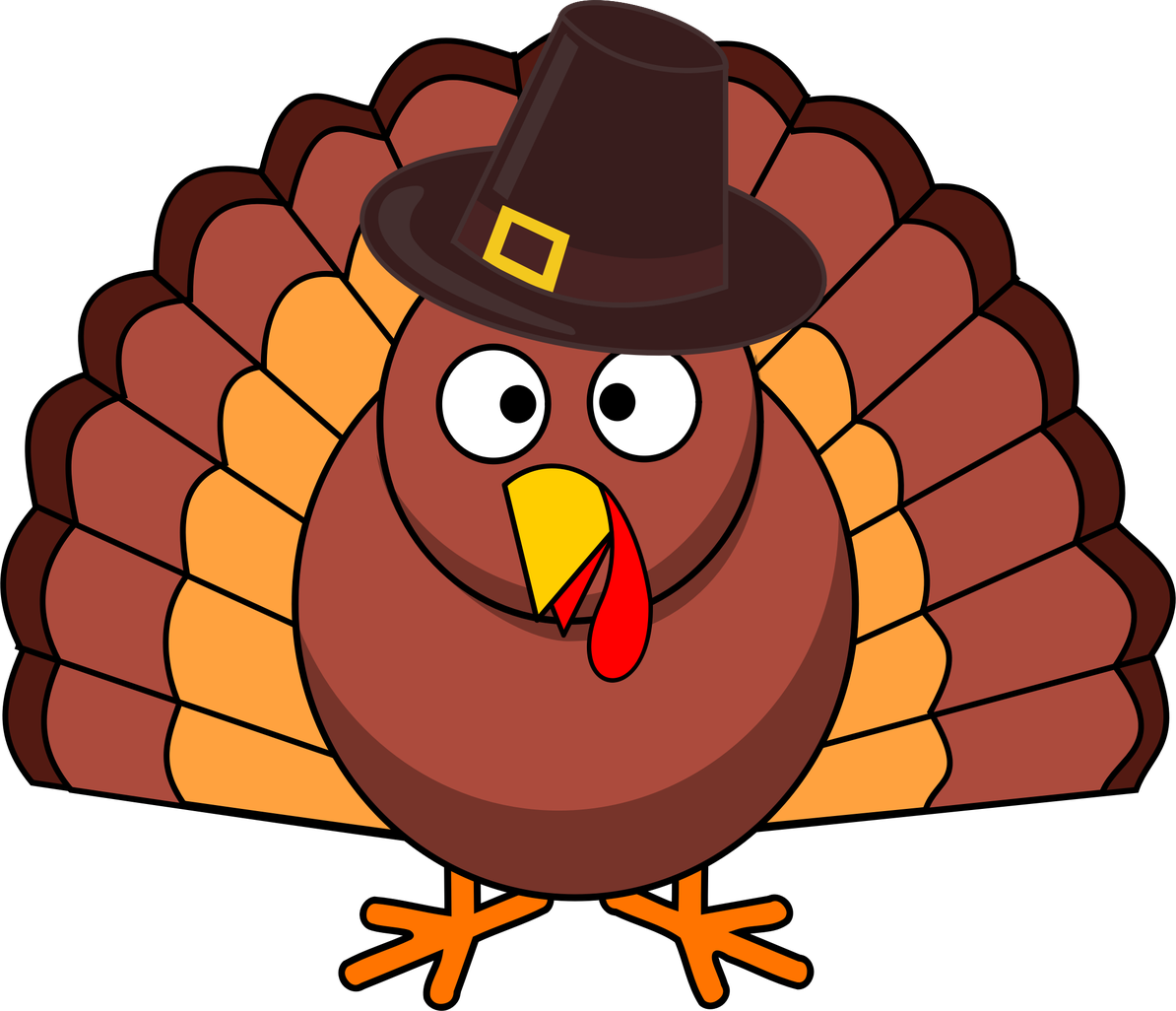 Turkey Cartoon Png Image (black, white, maroon, salmon, chocolate)