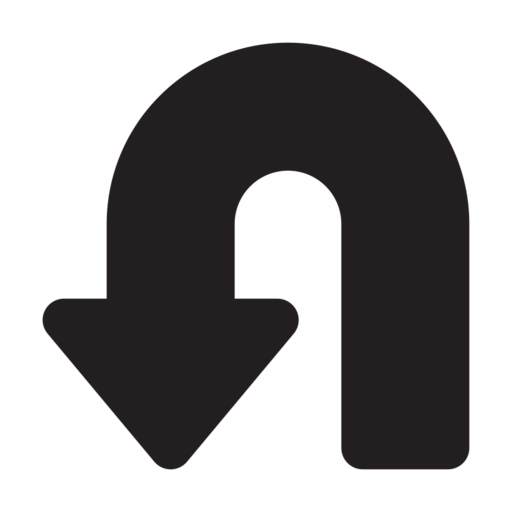 Turn Back Left Sign Free Png Icon (black)