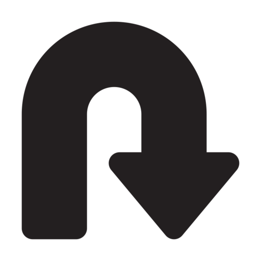 Turn Back Right Sign Free Png Icon Download (black)