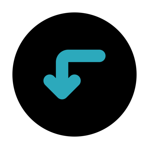 Turn Down Left Direction Circle Free Transparent Png Icon Download (black, teal)