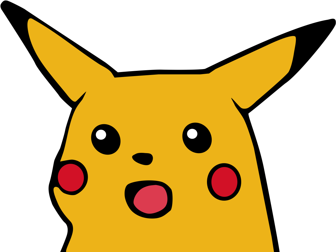 Surprised Pikachu Transparent Png (black, orange, red)