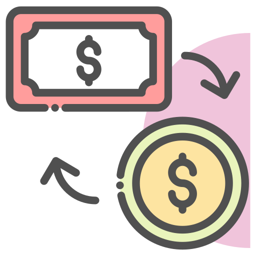 Currency Exchange Money Payment Icon Free Png Icon Download (salmon, white, black, gray, pink)