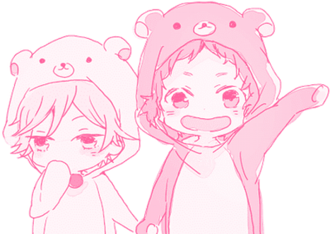 Cute Anime Couple Png File (black, pink, white)