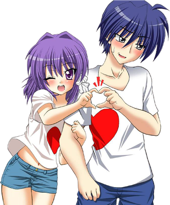 Cute Anime Couple Png Pic (plum, beige, black, white, red)