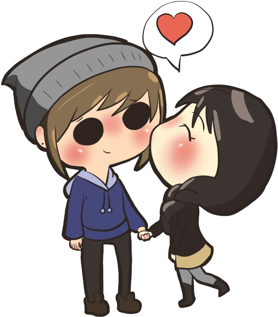 Cute Anime Couple Png Transparent Image (gray, black, pink, indigo)