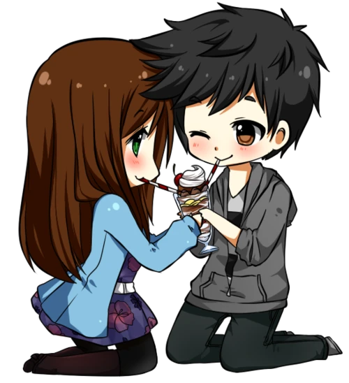 Cute Anime Couple Transparent Png (silver, black, indigo, maroon)