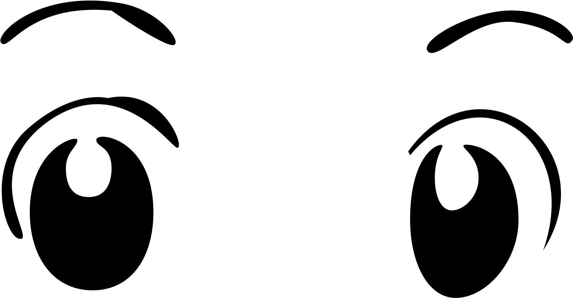 Cute Anime Eyes Png Clipart (black, white)