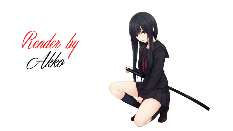 Cute Anime Girl Render Png Clipart (black)