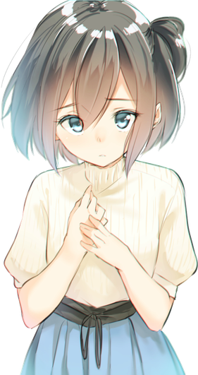 Cute Anime Girl Render Transparent Background (beige, black, white)