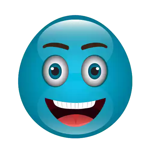 Cute Blue Emoji Transparent Png (white)