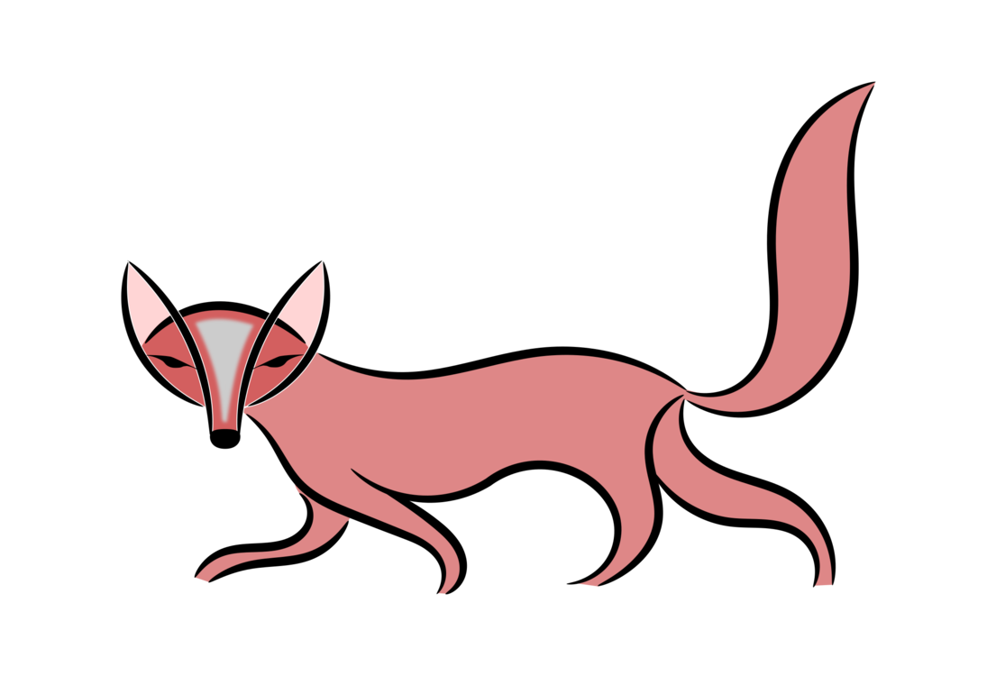 Cute Fox Vector Transparent Background (salmon, black)