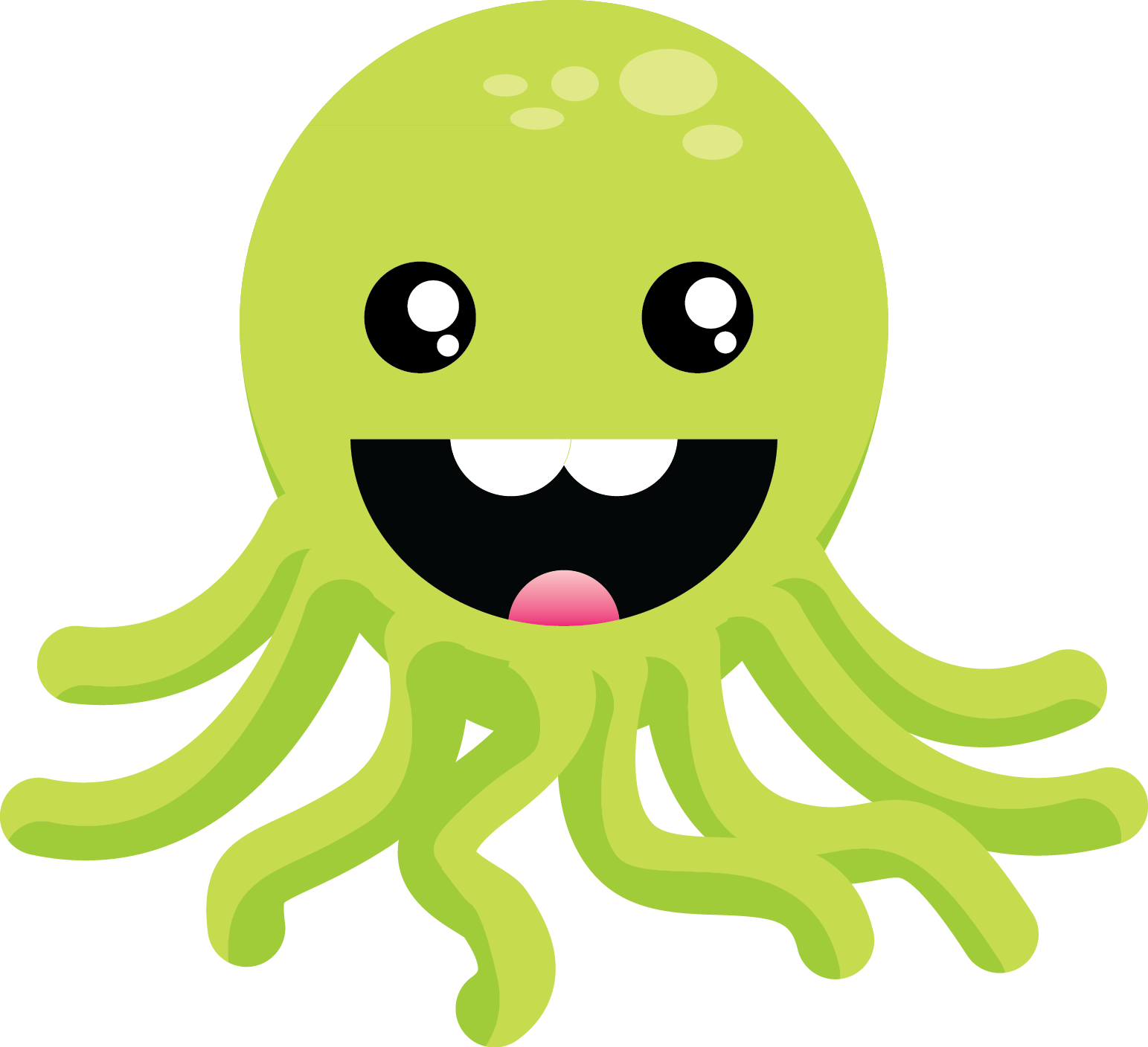 Cute Octopus Png Image (black, white, olive, gold)