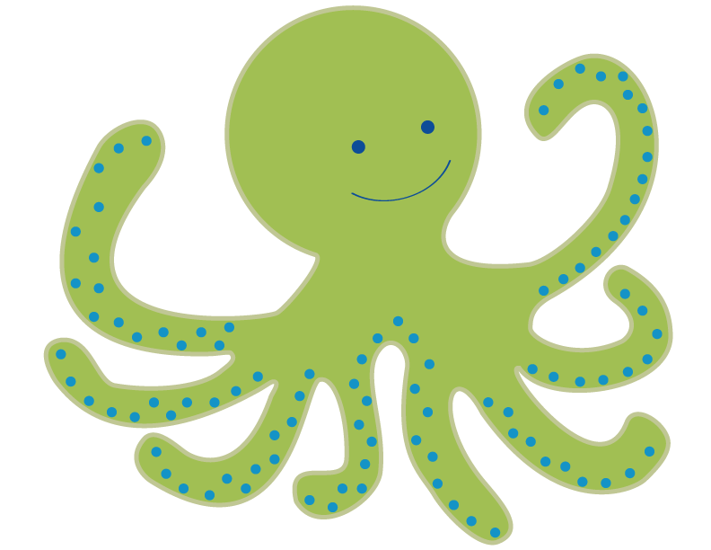 Cute Octopus Transparent Background (gray, black)