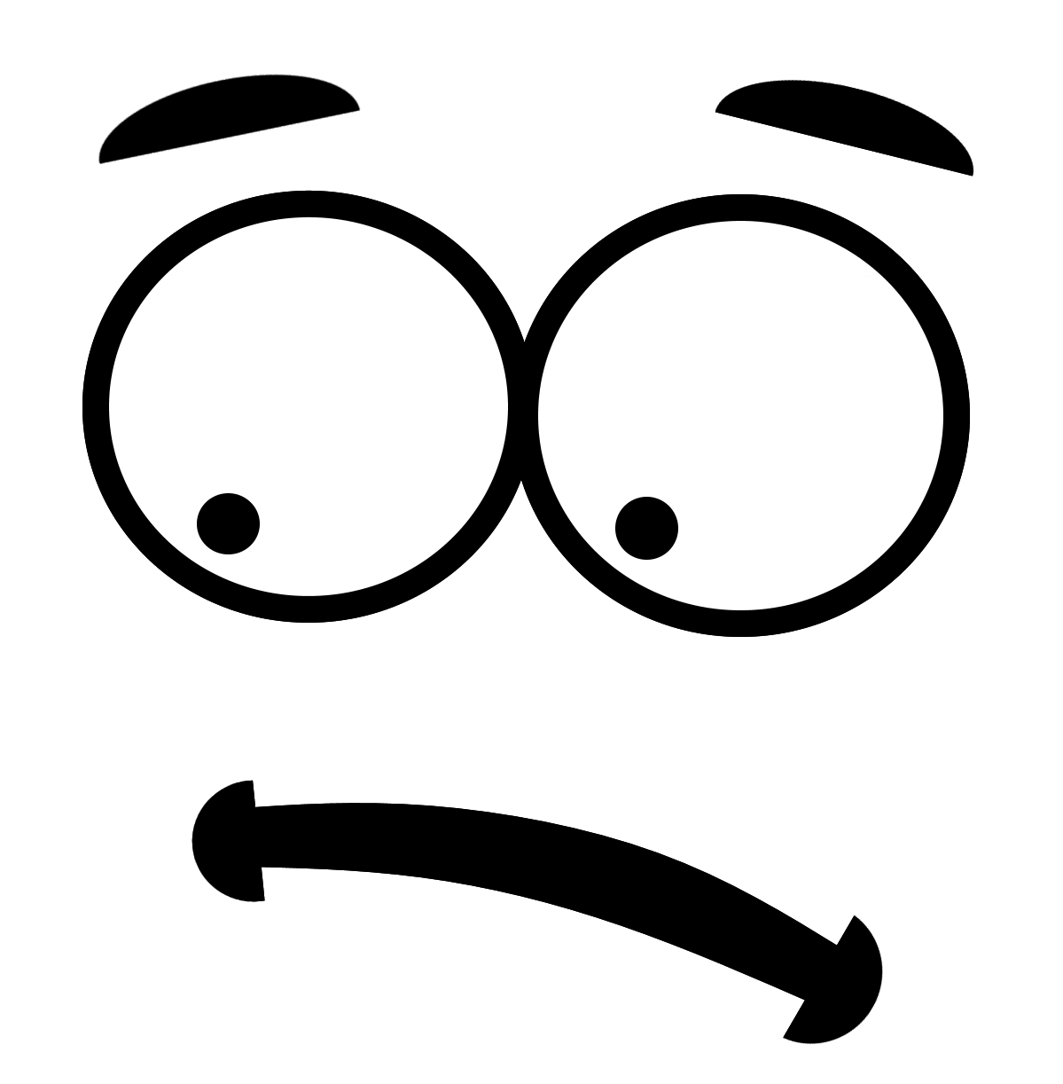 Cute Outline Face Art Emoji Png Pic (black, white)