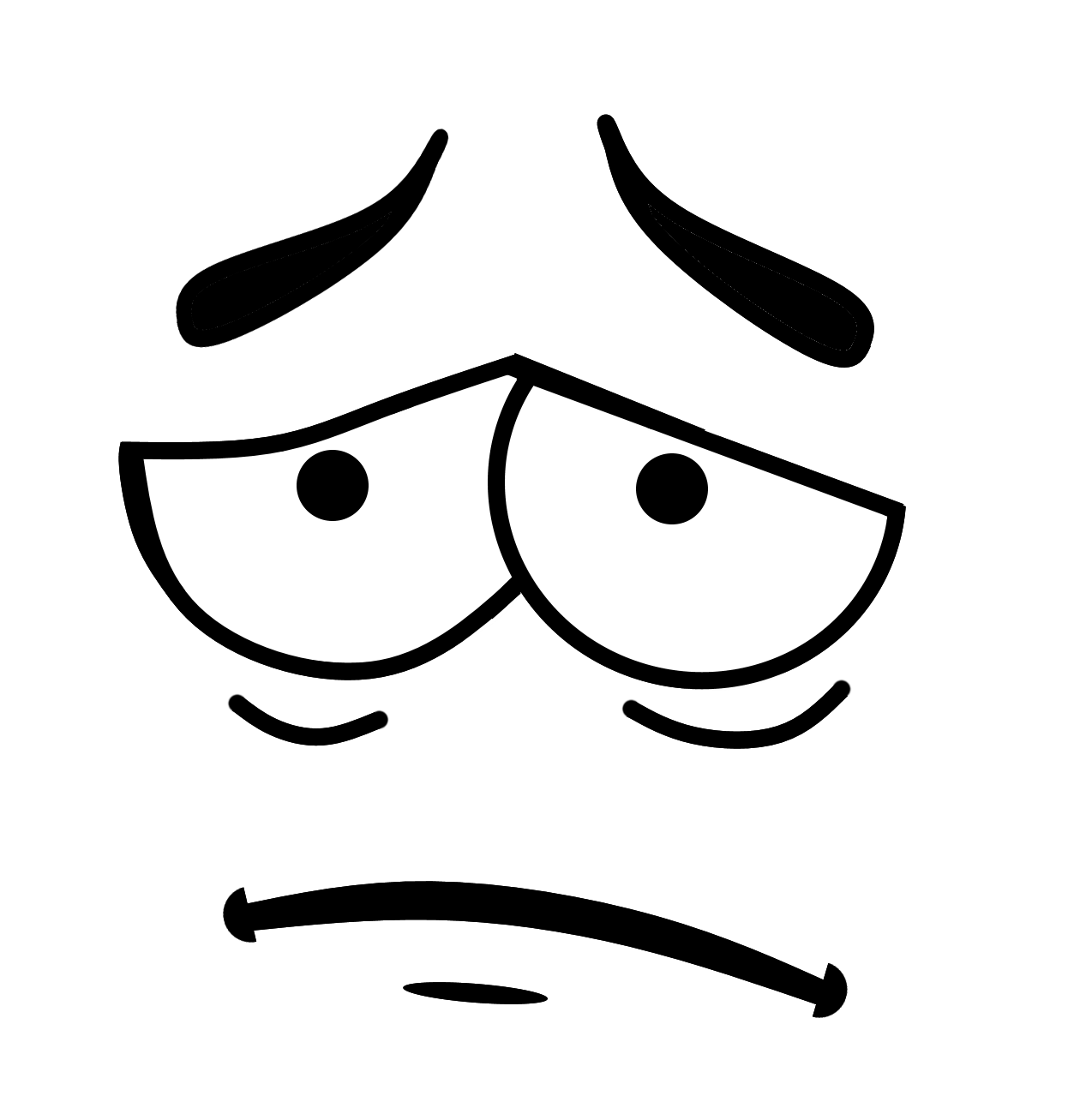 Cute Outline Face Art Emoji Png Picture (black, white)