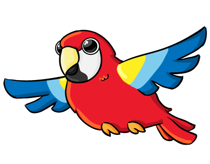 Cute Parrot Png Clipart (silver, lavender, black, teal, red)