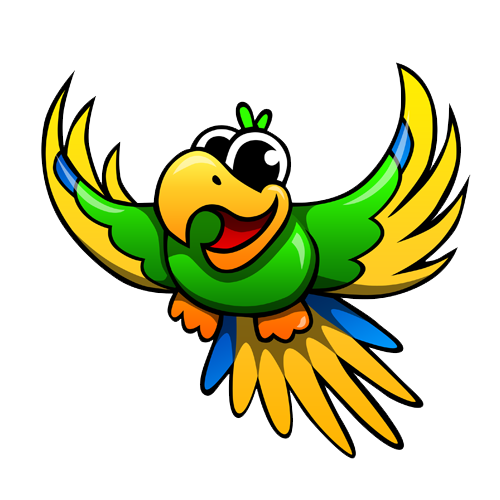 Cute Parrot Png Image (black, gold, white, green, lime)