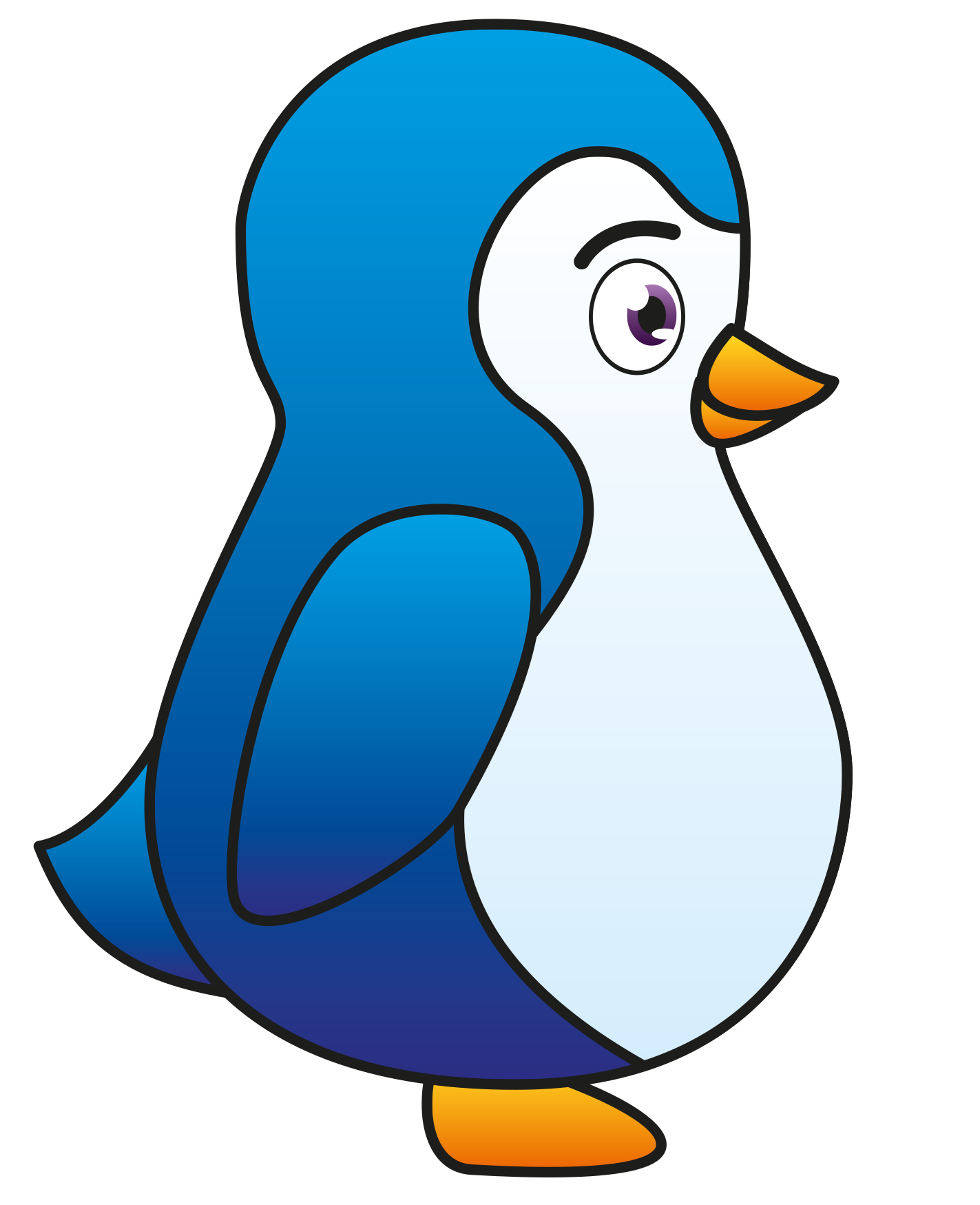 Cute Penguin Png Clipart (gray, silver, lavender, black, white)