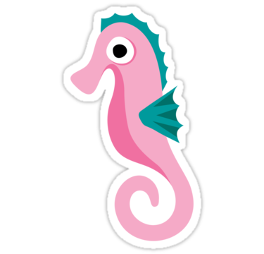 Cute Seahorse Png Clipart (teal, pink, black, white, salmon)