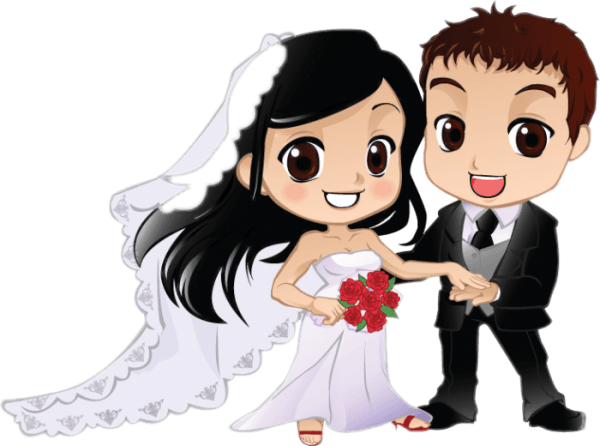 Cute Wedding Couple Cartoon Png File (gray, lavender, black)