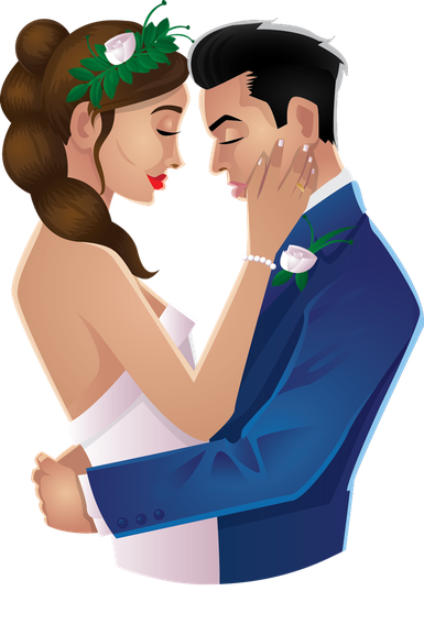 Cute Wedding Couple Cartoon Png Free Download (black, salmon)