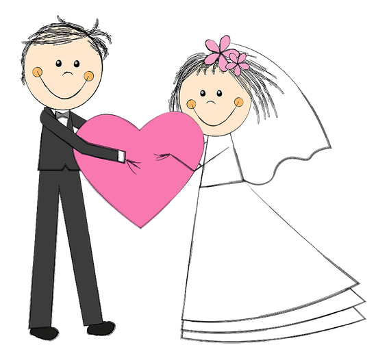 Cute Wedding Couple Cartoon Png Hd (indigo, beige, black, white, salmon)