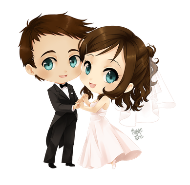 Cute Wedding Couple Cartoon Png Isolated File (pink, beige, black, white, maroon)