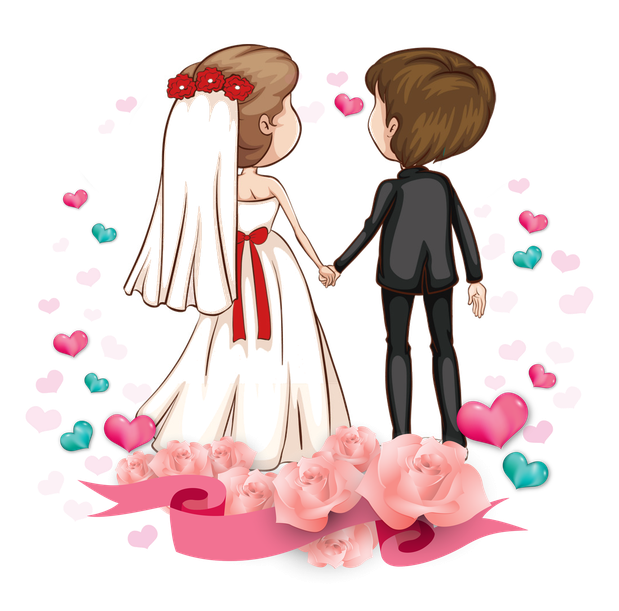 Cute Wedding Couple Cartoon Png Isolated Pic (gray, black, salmon, olive)