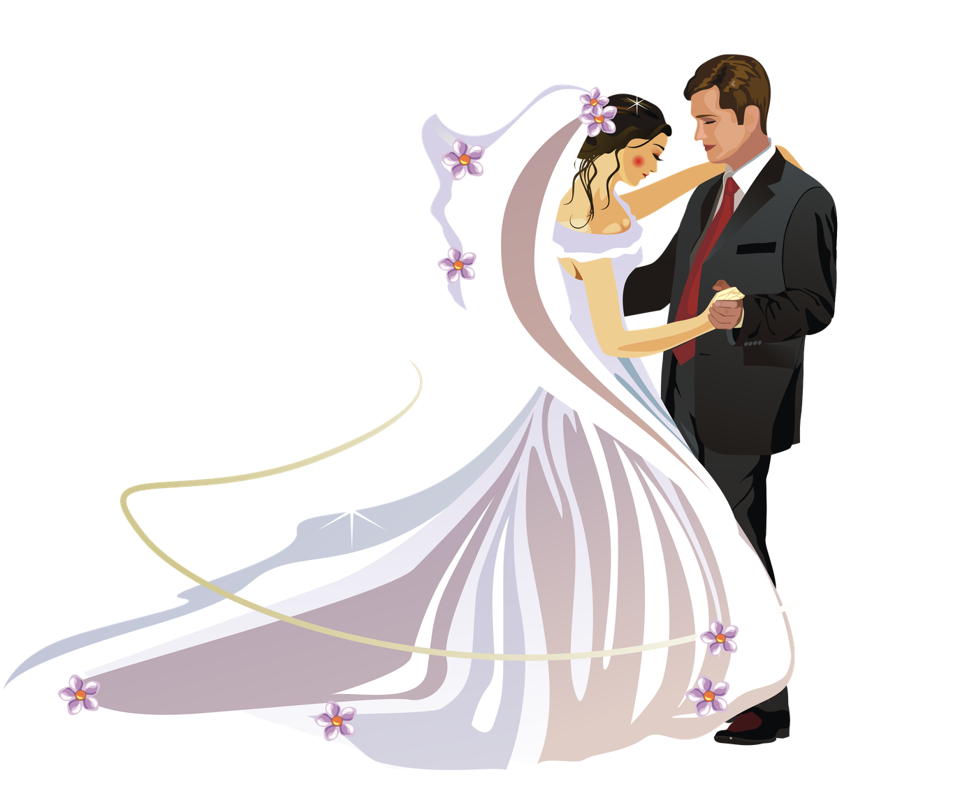 Cute Wedding Couple Cartoon Png Photos (pink, lavender, black, white, silver)