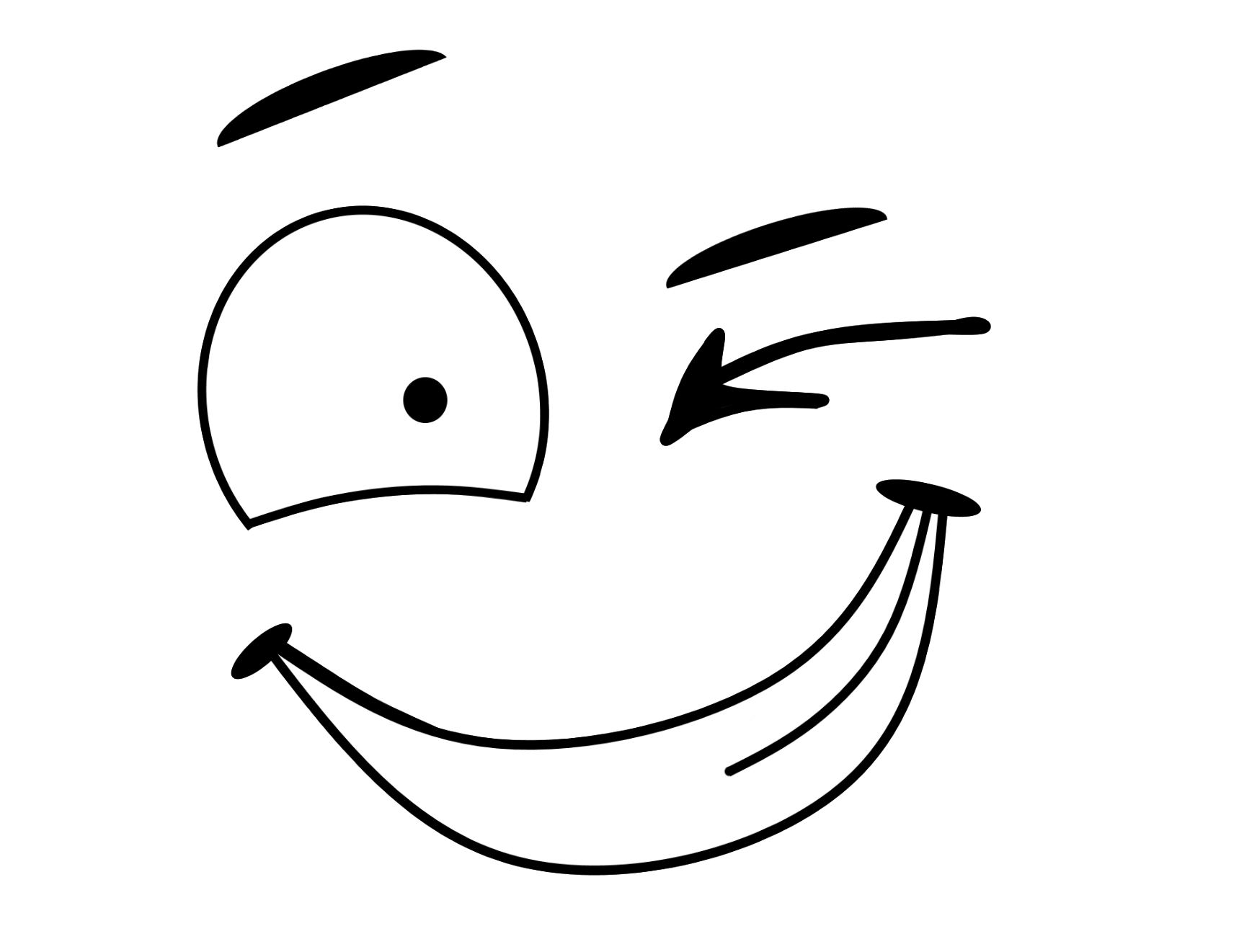 Outline Face Art Emoji Png File (black, white)