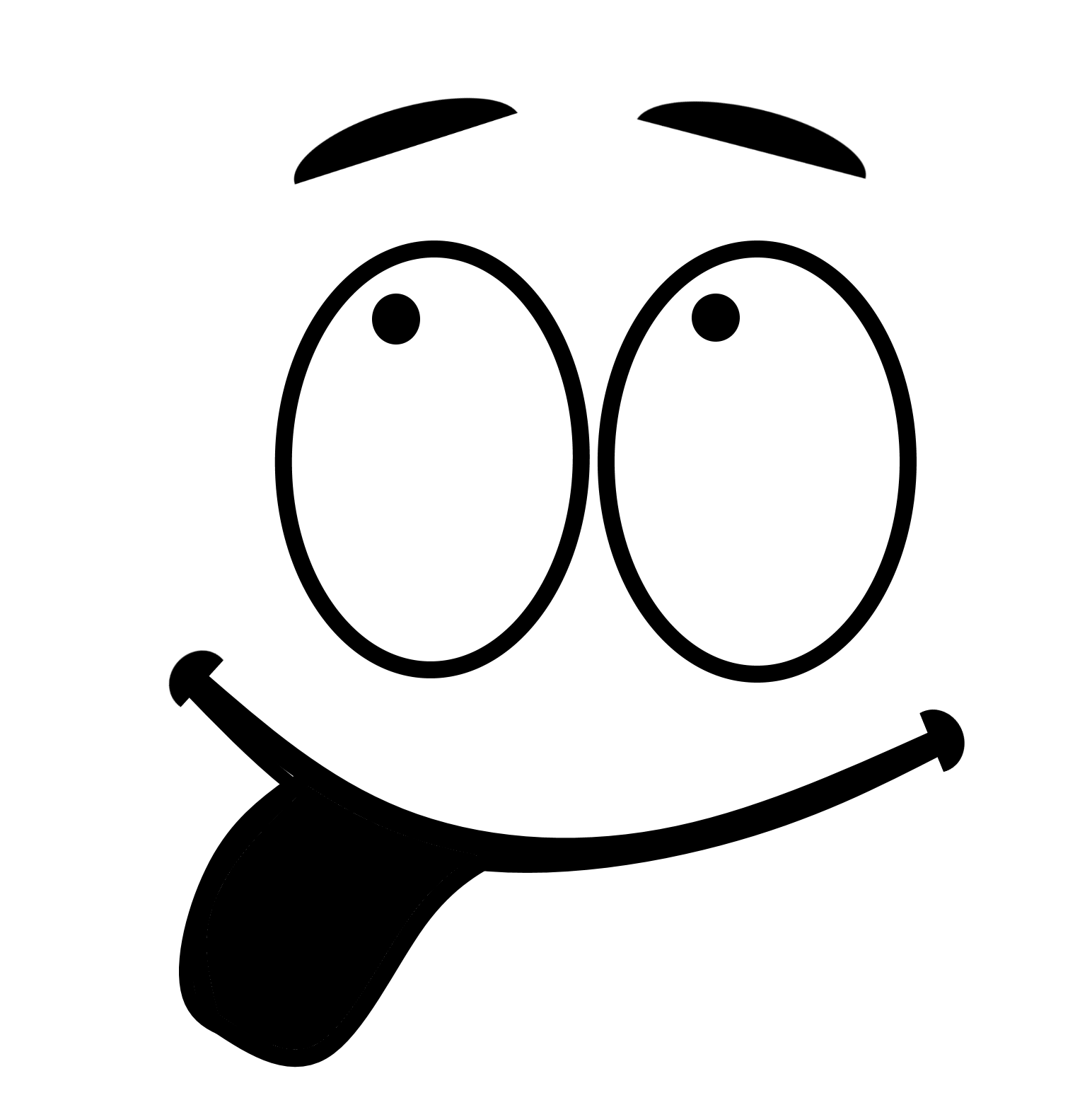 Outline Face Art Emoji Png Image (black, gray, white)