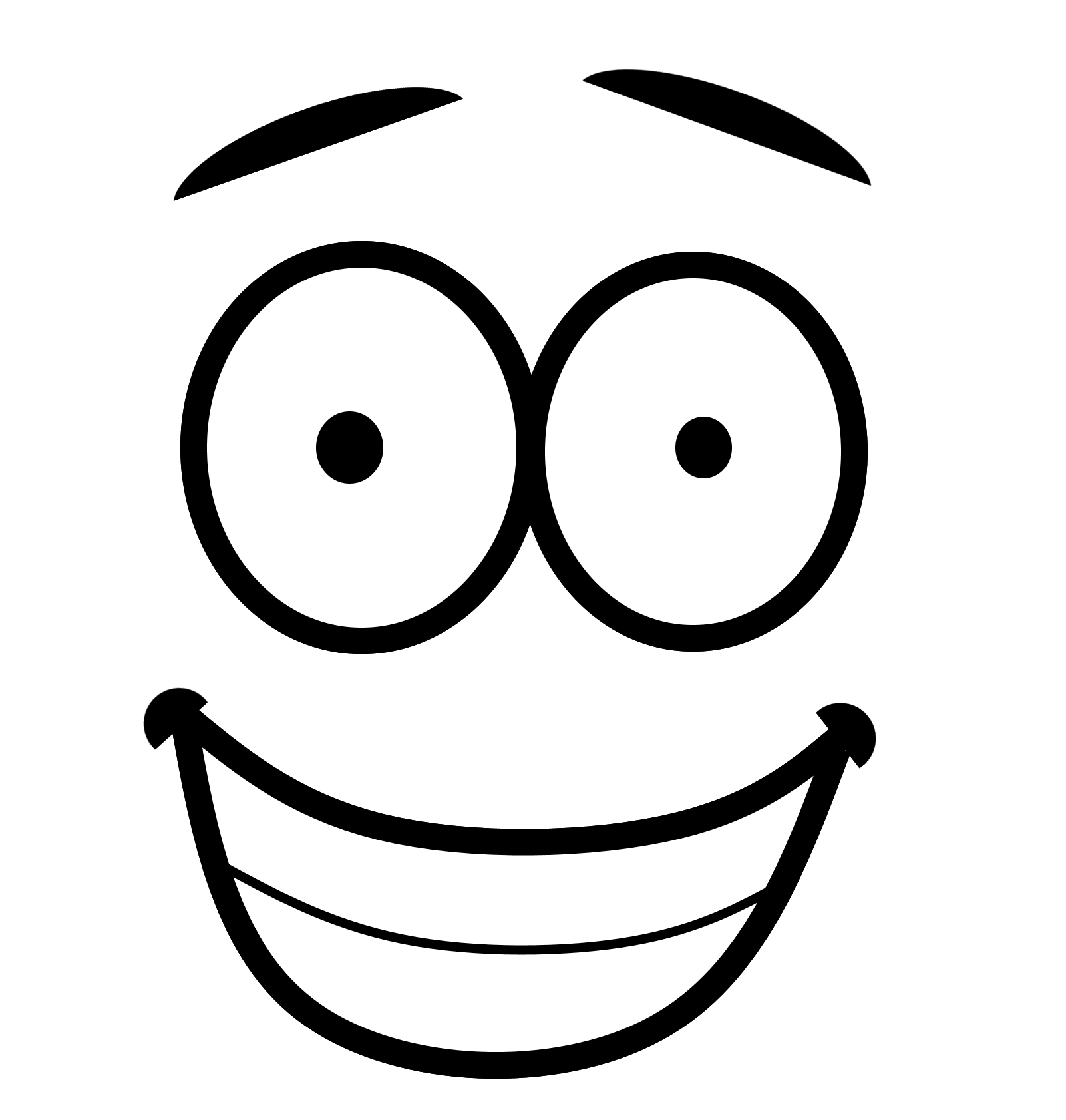 Outline Face Art Emoji Png Pic (black, white)