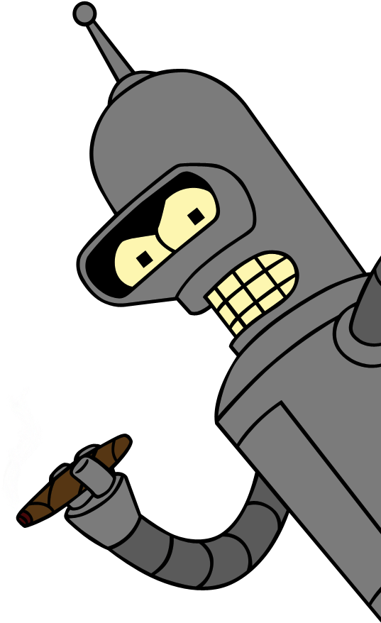 Futurama Bender Robot Transparent Png (black, gray)