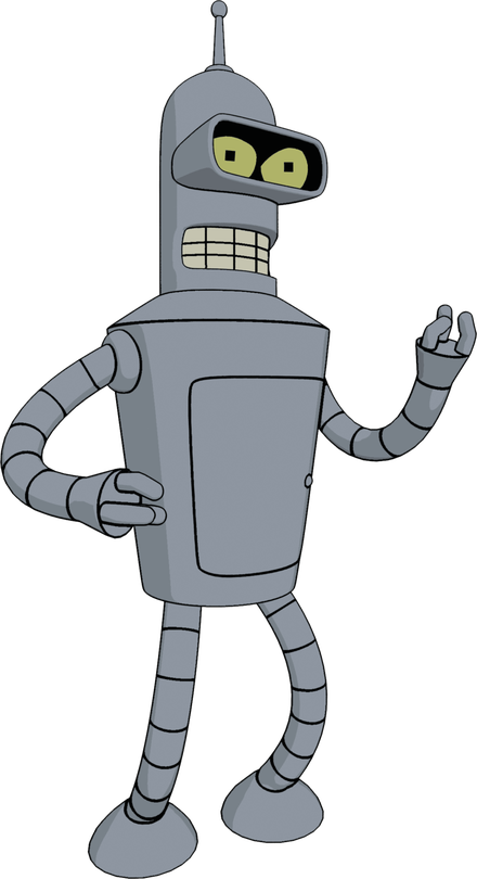 Futurama Cartoon Bender Transparent Png (black, gray)