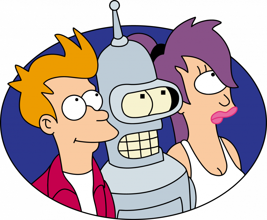 Futurama Character Transparent (indigo, gray, white, black, pink)