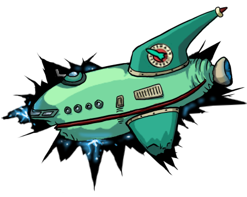 Futurama Spaceship Png Cutout (mint, black, teal, silver)