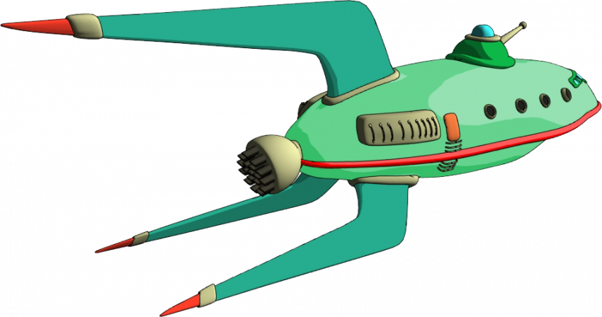 Futurama Spaceship Png File (mint, black, teal, gray)