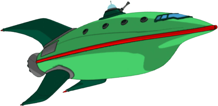 Futurama Spaceship Png Pic (black, teal, gray)