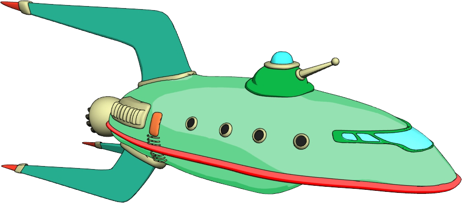 Futurama Spaceship Png (mint, teal, gray, white)