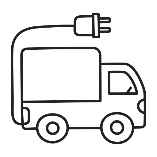 Ev Charging Battery Truck Cargo Electric Icon Free Transparent Png Icon Download (black)