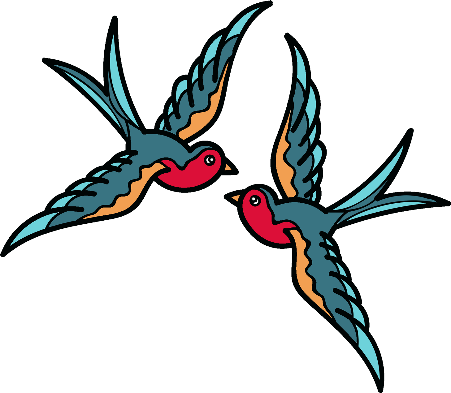 Swallow Png Isolated Transparent Image (teal, black, red)