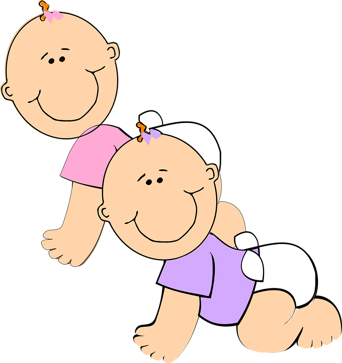 Twin Babies Png Image (plum, black, pink, white)