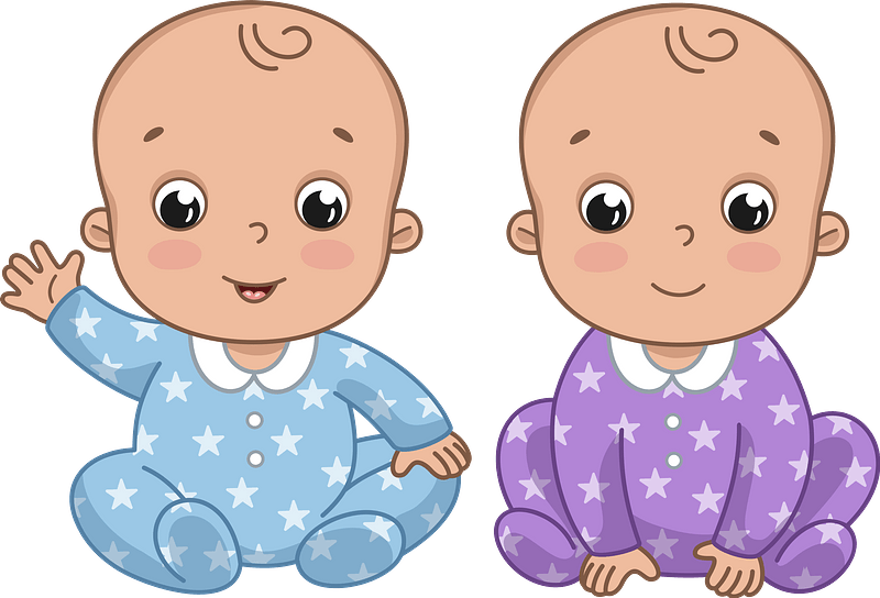 Twin Babies Transparent Png (plum, gray, silver, pink)