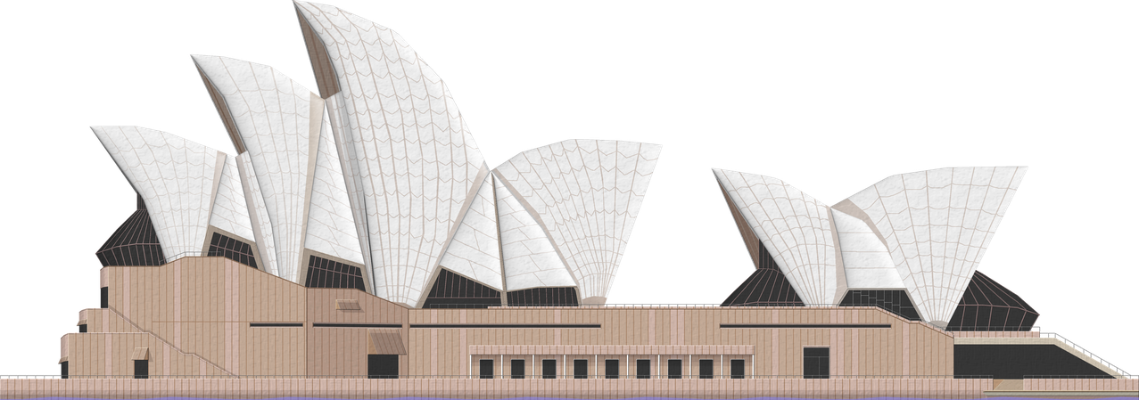 Sydney Opera House Png File (black, silver, lavender)