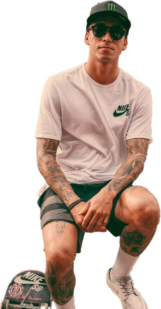 Nyjah Huston Transparent Background (silver, pink, black)