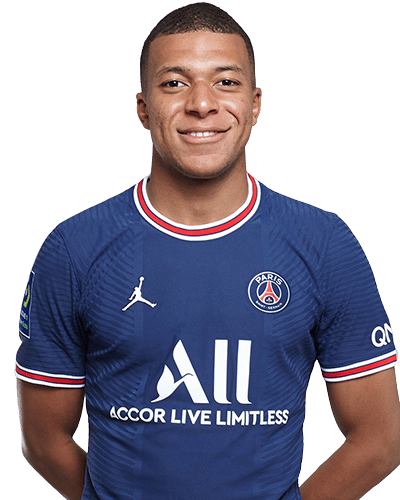 Kylian Mbappe Footballer (teal, indigo, gray, white, navy)