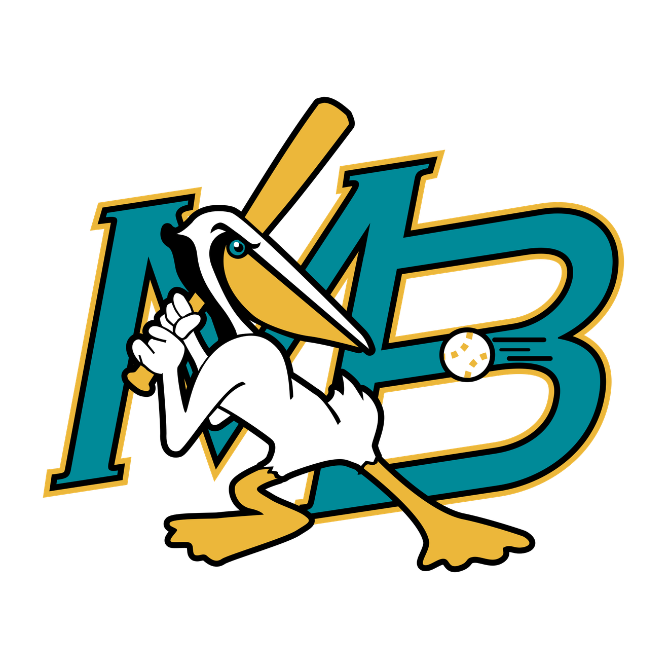 Myrtle Beach Pelicans Png Pic (white, black, teal, orange)